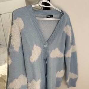 SHEIN Sky Blue and Cream Cloud Cardigan